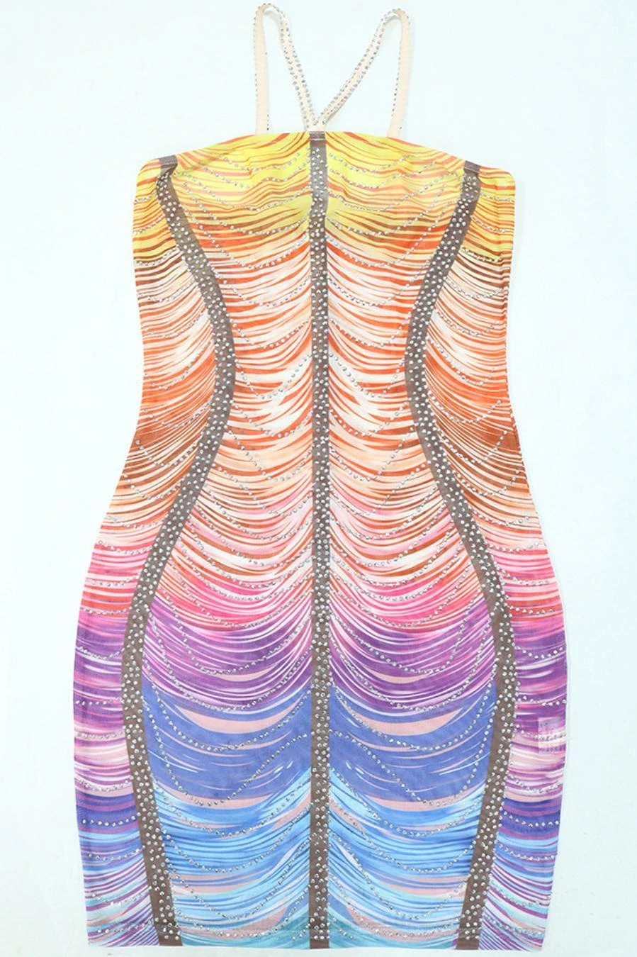 Sexy Plus Size Slight stretch Tight Sling Rhinestone Mini Dress Wholesale Sexy Dresses - Image 11