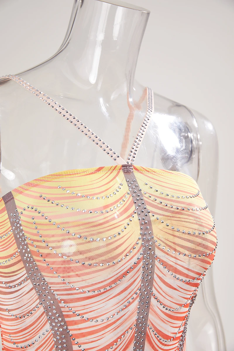 Sexy Plus Size Slight stretch Tight Sling Rhinestone Mini Dress Wholesale Sexy Dresses - Image 19