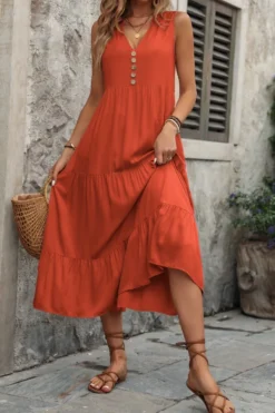 New Casual Plus-size Slight Stretch Solid Color Sleeveless Loose Midi Dress Wholesale Casual Dresses