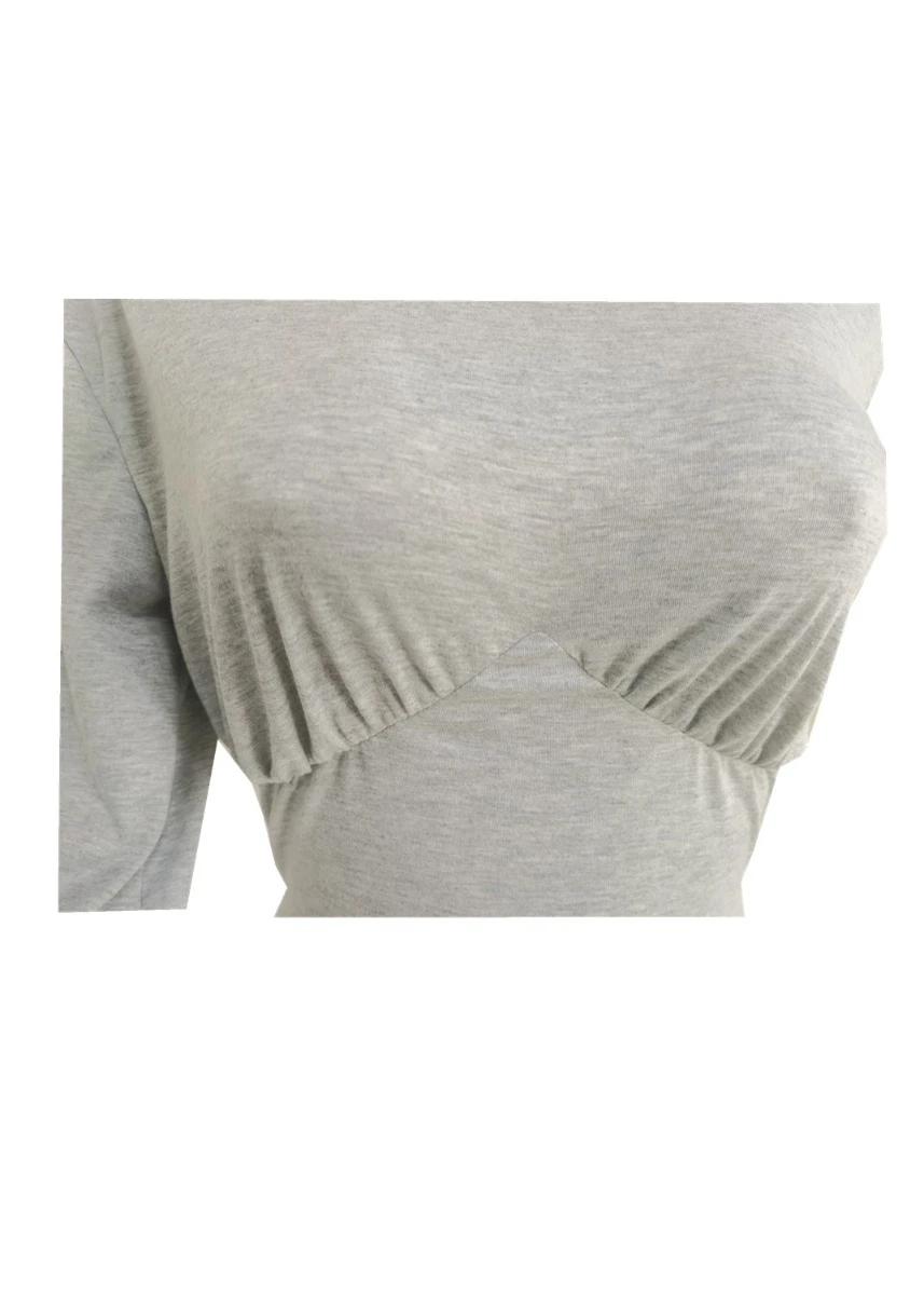 Plus Size 5 Colors Autumn Solid Color Simple Lantern Sleeve Stretch Slim Dress Wholesale - Image 10